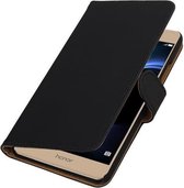 Zwart Effen booktype wallet cover hoesje voor Huawei Honor V8