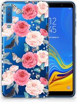 TPU Siliconen Hoesje Geschikt voor Samsung Galaxy A7 (2018) Butterfly Roses