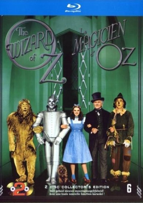 Blu-ray hoes met 5 hoofdpersonen van The Wizard of Oz. Collector's Edition. Met karaoke.