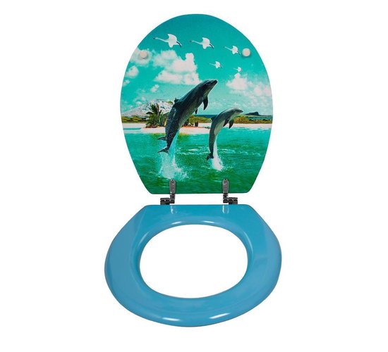 stuiten op Straat Antipoison Baytex Wc-bril MDF - Adventure Blue - Dolfijnen toiletbril | bol.com