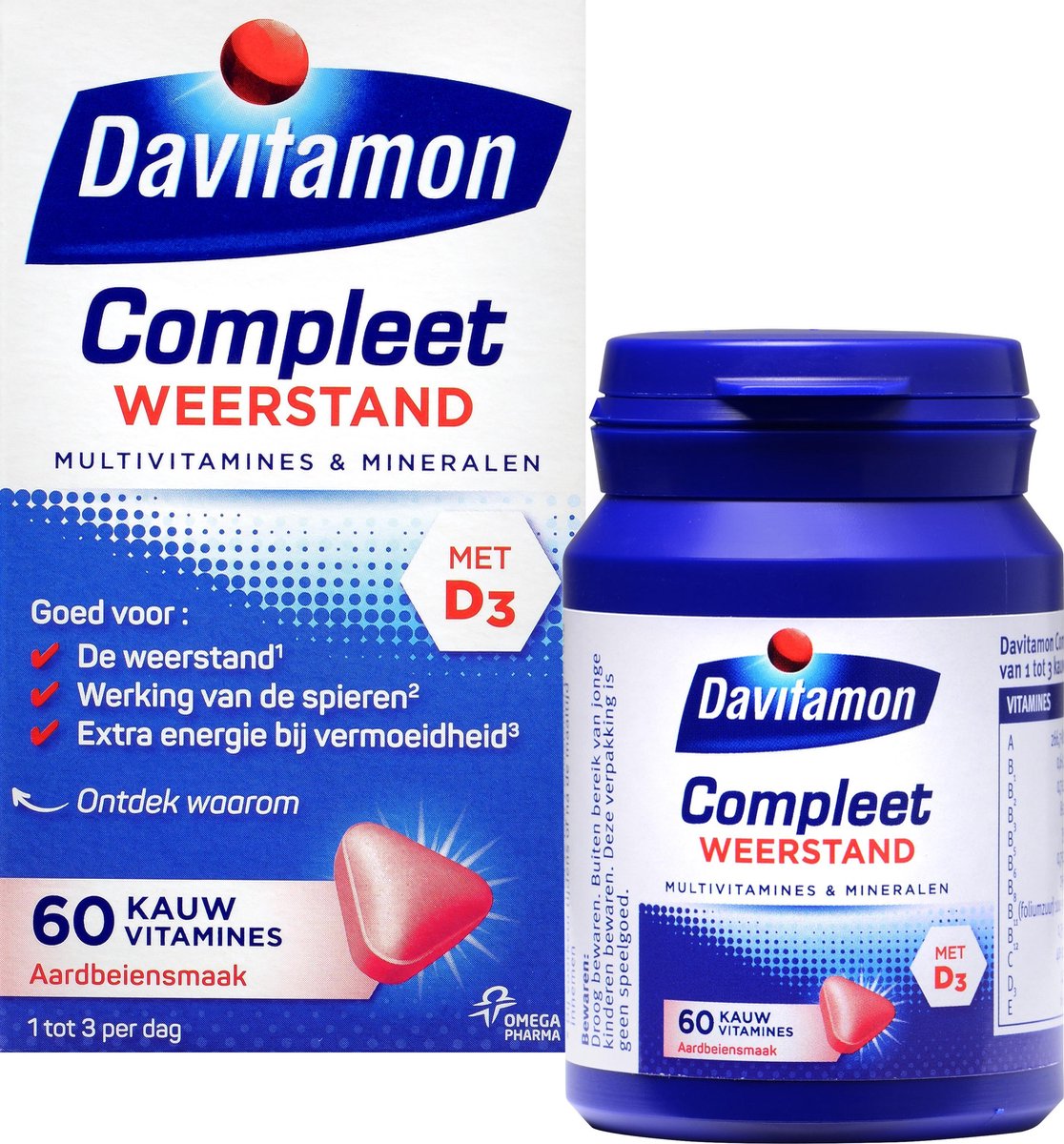 Goedkoopste Davitamon Compleet Weerstand - Kauwvitamines - Multivitamine - aardbei - 60 tabletten