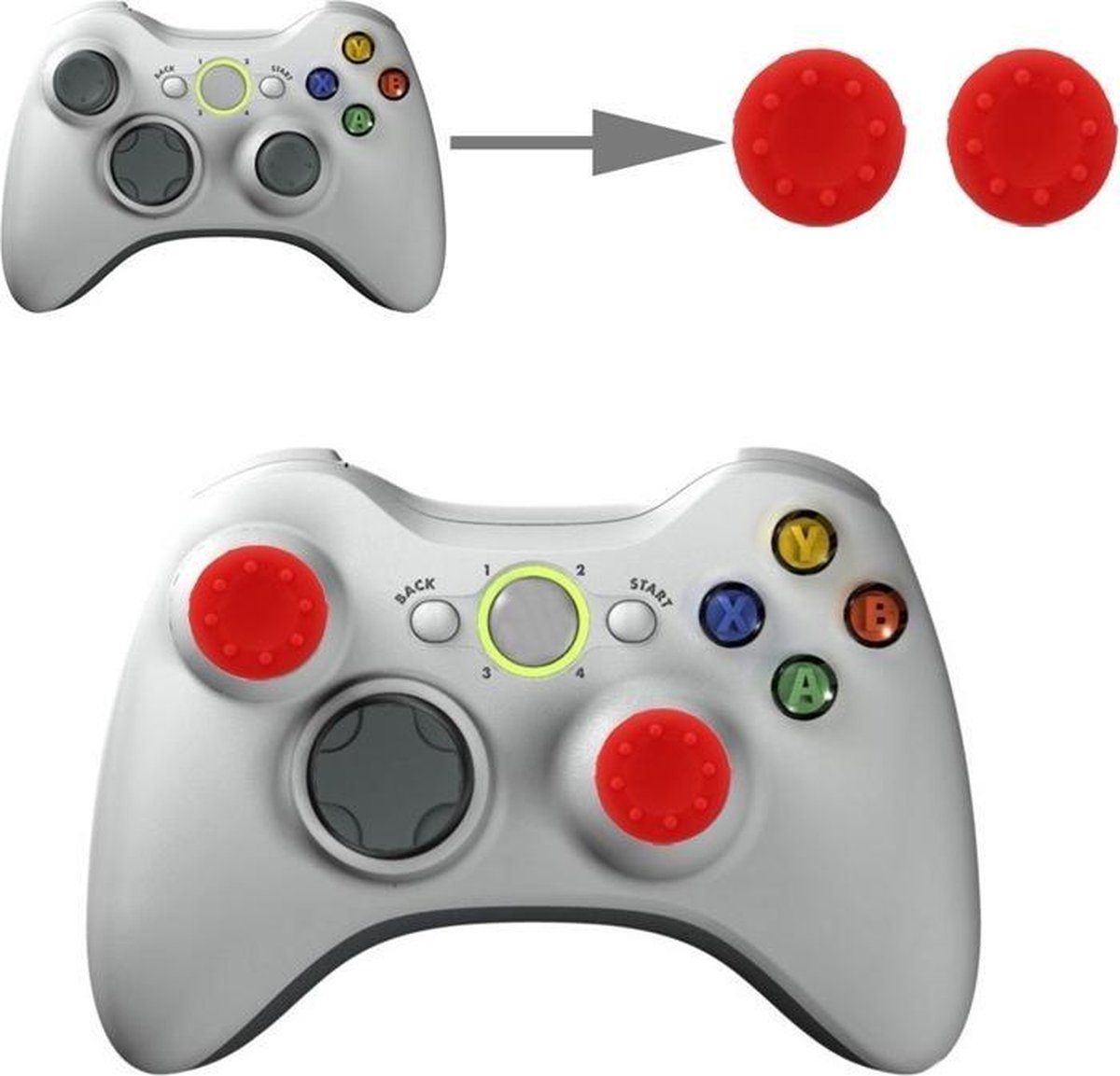 siliconen Key beschermings Thumb Grips Joystick Caps voor PS4 & XBOX, Pack of 2(rood) - Merkloos