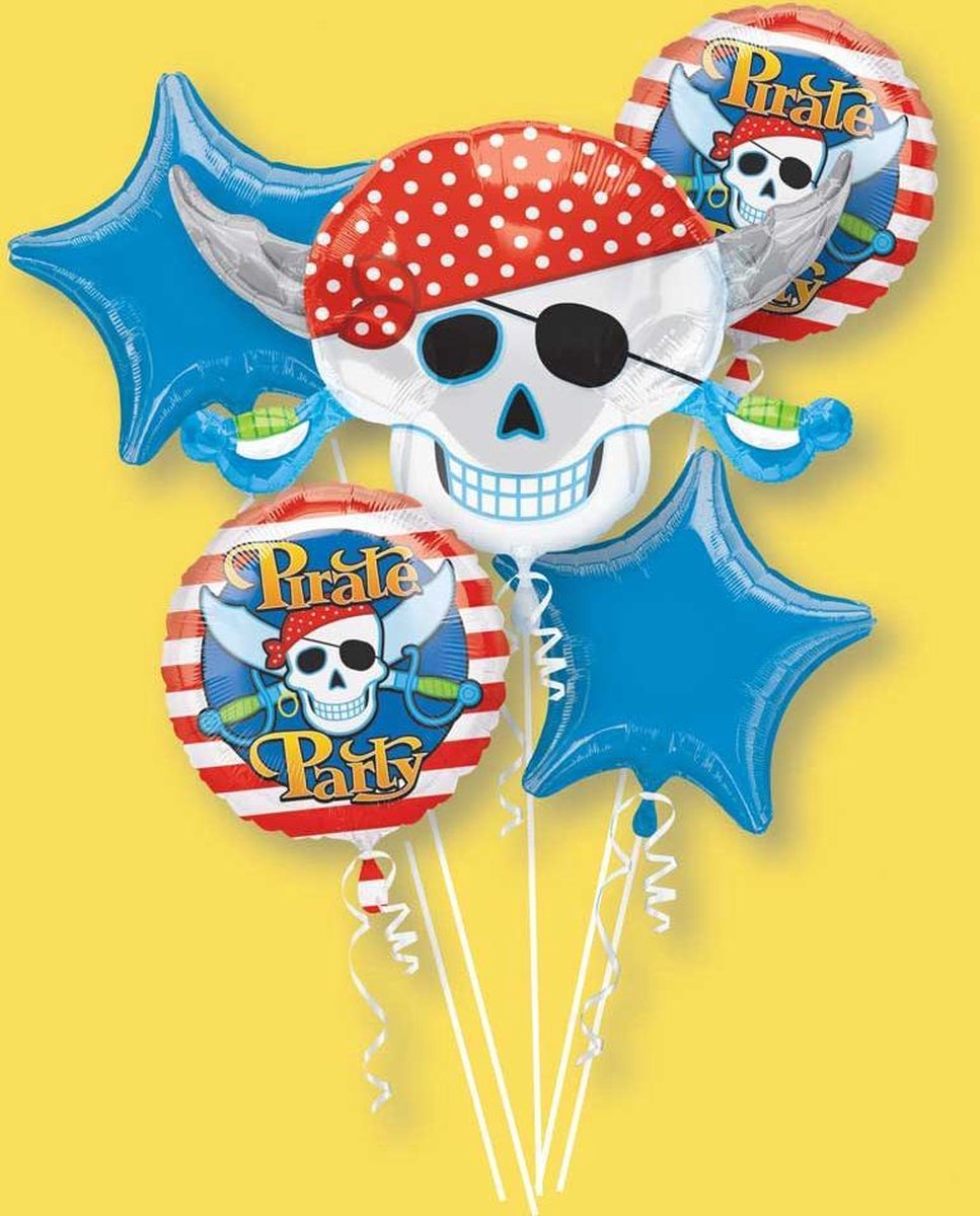 Folie ballon boeket Piraten feest | 5-delig