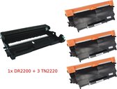 KATRIZ® huismerk  Toner 1x DRUM DR2200 + 3x TONER TN2220 | voor|HL-2240/2240D/2250DN/2270DW/MFC-7360/MFC-7460DN/MFC-7860D/DCP-7060/DCP-7065DN  | (4stuks)