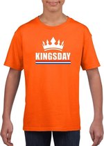 Oranje Kingsday met een kroon shirt kinderen XL (158-164)