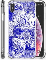 Geschikt voor iPhone Xs Max TPU-siliconen Hoesje Angel Skull Blue