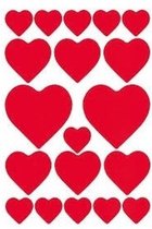 57x hartjes love stickers 1 tot 4 cm - plank stickers - rood - liefde/valentijnsdag