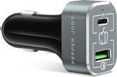 PEPPER JOBS autolader PDQC63W | oplader USB C en USB A | snellader universeel