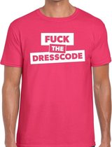 Fuck the dresscode tekst t-shirt roze heren - heren shirt Fuck the dresscode L