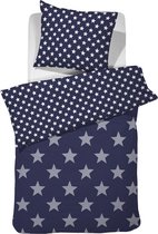 Damai Starville flanel dekbedovertrek - Peacoat - 1-persoons (140x200/220 cm + 1 sloop)