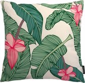 Pink Banana Leaf Kussenhoes | Katoen / Linnen | 45 x 45 cm