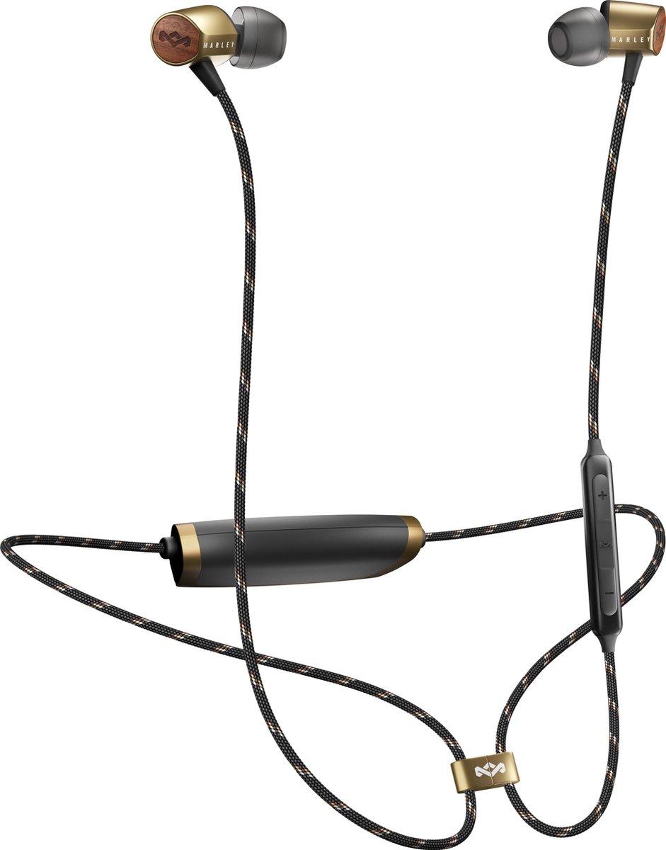 House of Marley Uplift 2 bluetooth oordopjes met nekband - oordopjes bluetooth - draadloze oortjes - duurzaamheid - goud