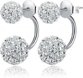 Double Shamballa Stud Oorbellen - 925 Zilver - Kristal - Fashion Favorite