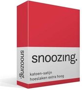 Snoozing - Katoen-satijn - Hoeslaken - Eenpersoons - Extra Hoog - 90x220 cm - Rood
