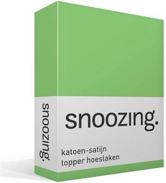 Snoozing - Katoen-satijn - Topper - Hoeslaken - Lits-jumeaux - 180x210 cm - Lime