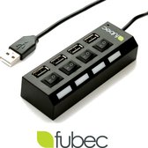 USB 2.0 Hub 4 poort In 1x Out 2x 480 Mbps - Fubec