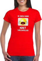 Ik ben hier niet vrijwillig t-shirt rood dames M