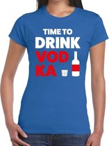Time to drink vodka tekst t-shirt blauw dames S