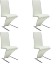 Eetkamerstoelen met zigzag kunstleer wit 4 st