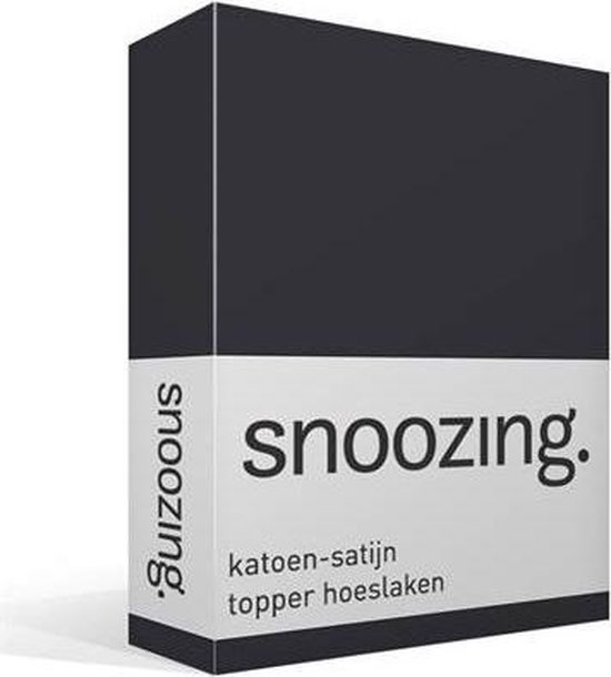 Snoozing - Katoen- Satin - Topper - Hoeslaken - Double - 150x200 cm - Anthracite
