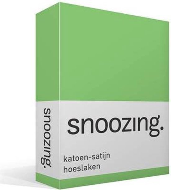 Snoozing - Katoen-satijn - Hoeslaken - Lits-jumeaux - 160x220 cm - Lime