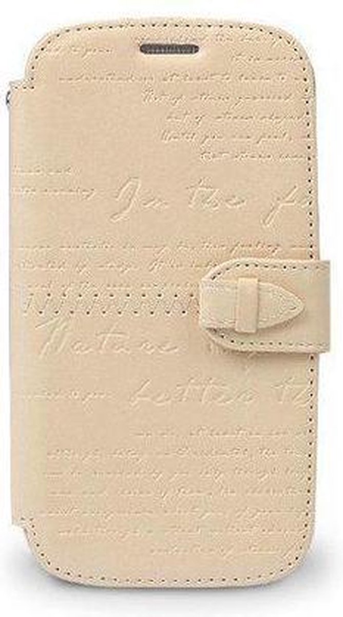Zenus Masstige Lettering Diary Light Beige voor Samsung Galaxy SIII