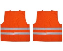Duo Pack Fluorescerende Oranje Wegenbouw Veiligheidsvesten – 2 Stuks – One Size Fits All | Fluorescerend en Reflecterend | Veiligheidsvest | Veiligheidshesje | Wegwerkersvest | Werkkleding | Hesje voor Klussen | Veiligheid | Vest | Pech | BHV | Fluor