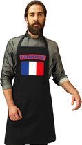 Franse vlag keukenschort/ barbecueschort zwart heren en dames - Frankrijk schort