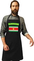 Suriname vlag barbecueschort/ keukenschort zwart volwassenen