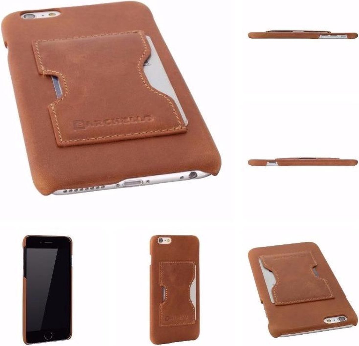 Echt Leer hoesje - Apple iPhone 6(s) Plus - Lederen Barchello Jacket Case Brown - Hardcase (Bruin)