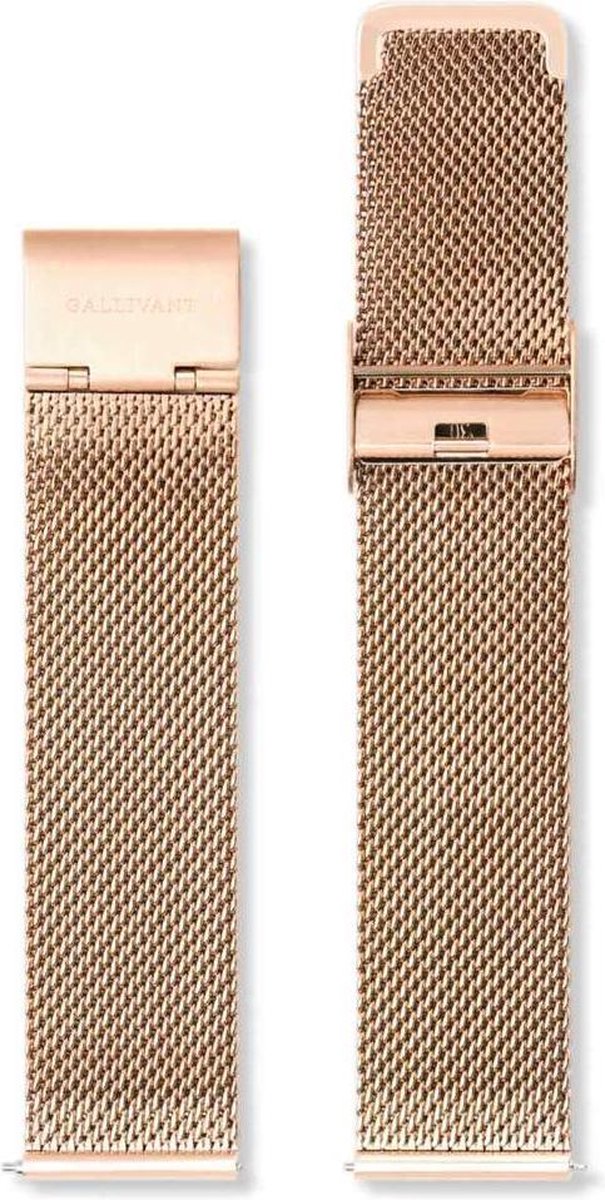 Gallivant Horlogeband | Mesh Rosé Goudkleurig | Roestvrij staal | Druksluiting | 20 mm