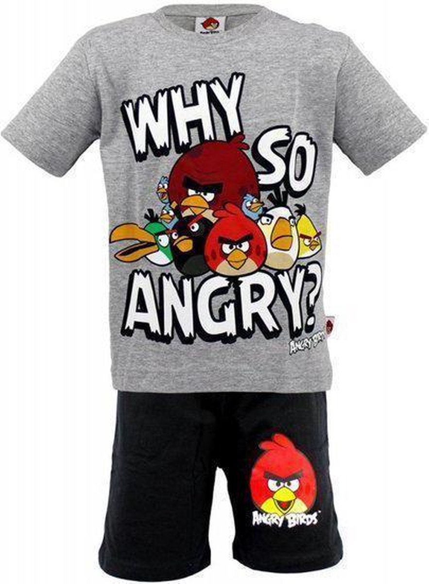 Overige Merken Angry Birds Shortama Grijs/Zwart-Maat: 104/110