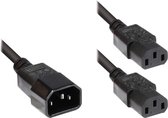 2x C13 - C14 Y-stroomkabel - 0,20m + 2x 0,10m - 3x 0,75mm / zwart - 0,30 meter