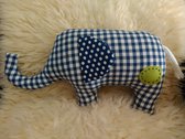 Knuffeldier / Knuffel Blauw Geruite Olifant