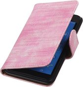 Hagedis Bookstyle Wallet Case Hoesjes Geschikt voor Sony Xperia E4 Roze