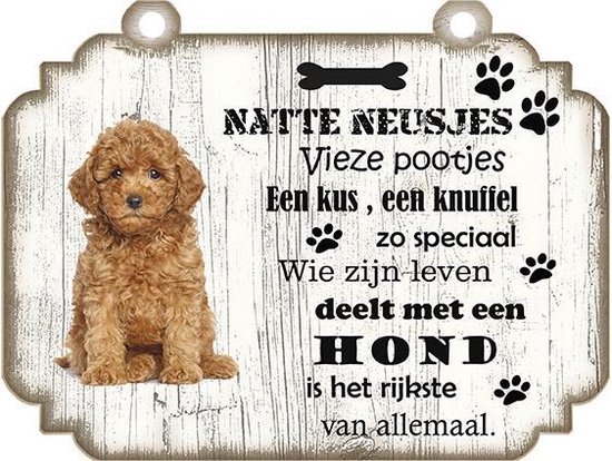 Spreukenbordje Hond: Poedel