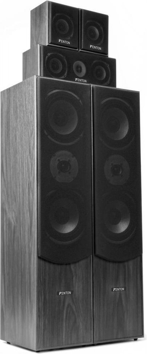 Surround set home cinema 5.0 - Fenton 1150 Watt met 200 Watt actieve 8'' subwoofer - Zwart van Fenton — afbeelding 3