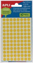 68x Apli ronde etiketten in etui diameter 8mm, geel, 288 stuks, 96 per blad (2044)