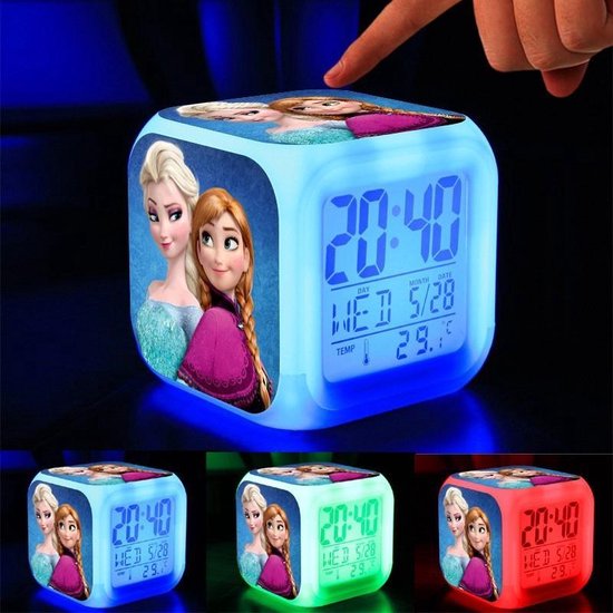 Interpretatie Leia Deens Digitale wekker LED met 7 kleuren - Kleurverandering- Gebaseerd op Anna en  Elsa... | bol.com