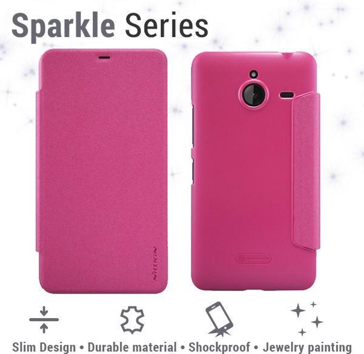Nillkin - Sparkle slim booktype hoes - Microsoft Lumia 640 XL - fuchsia