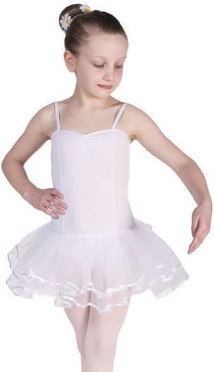DANCING DAISY - BALLETPAKJE - VASTE TUTU - MEERLAAGS - WIT - Maat 6