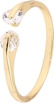 24/7 Jewelry Collection Ring Diamantjes Verstelbaar - Verstelbare Ring - Goudkleurig