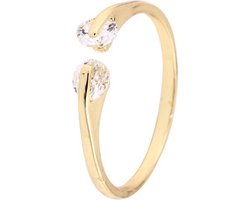 24/7 Jewelry Collection Ring Diamantjes Verstelbaar - Verstelbare Ring - Goudkleurig