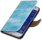 Lizard Bookstyle Wallet Case Hoesje voor Galaxy Core Prime G360 Turquoise