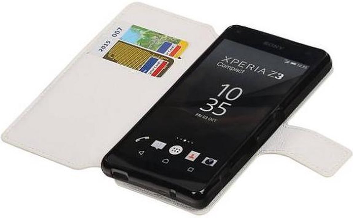Cross Pattern TPU Bookstyle Wallet Case Hoesje Geschikt voor Xperia X Compact Wit