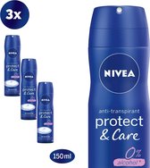 NIVEA Protect & Care 3 x 150 ml - voordeelverpakking - Deodorant Spray