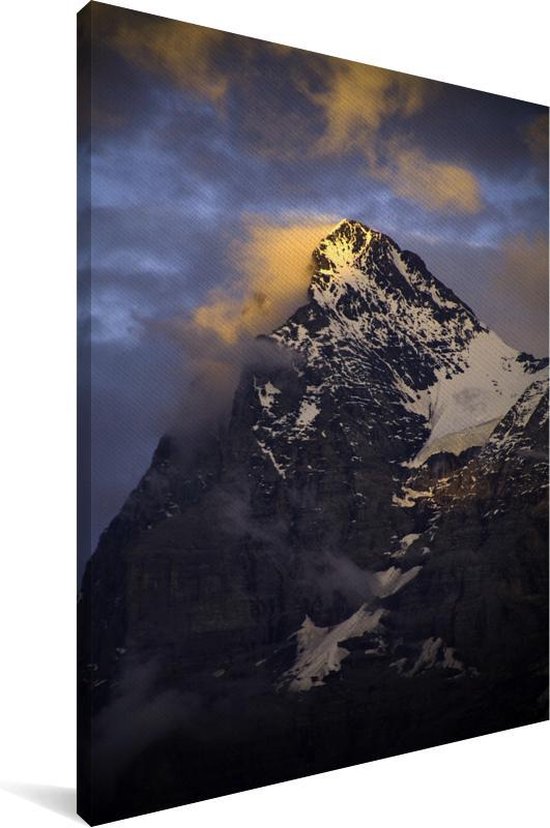 Cloudy Eiger au coucher du soleil en Suisse Toile 80x120 cm - Tirage photo sur toile (Décoration murale salon / chambre)