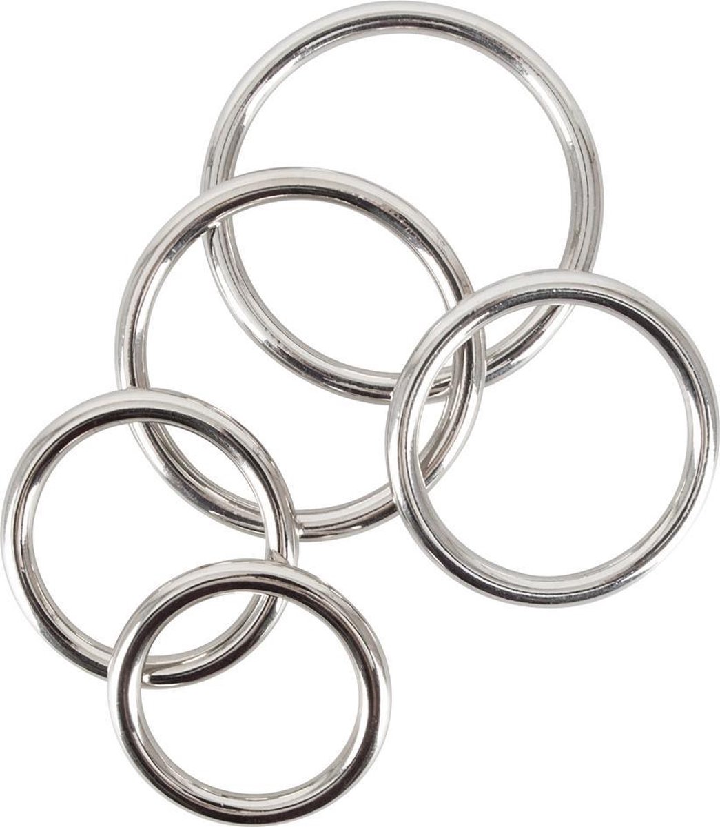 Goedkoopste Bad Kitty – 5 Delig RVS Penis Ringen Set voor de Perfecte Cock Training - Zilver