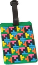 Kofferlabel / bagagelabel 3D rubber Kleur Tetris met QR-code