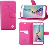 Samsung Galaxy S6 fashion wallet hoesje met diamonds en stand Pink / Roze